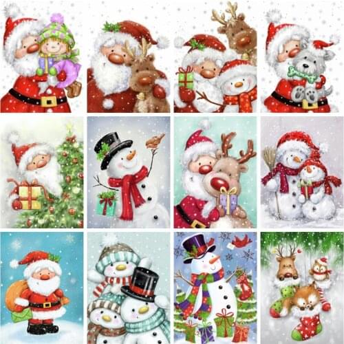 HUACAN Diamond Painting Kit Santa Claus 5d Diy Embroidery Christmas Snowman Mosaic Cartoon Cross Stitch Decor Home