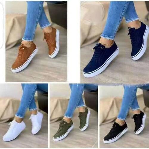 New 2021 new product large size womens single shoes comfortable casual womens shoes round toe lace-up single shoes women
