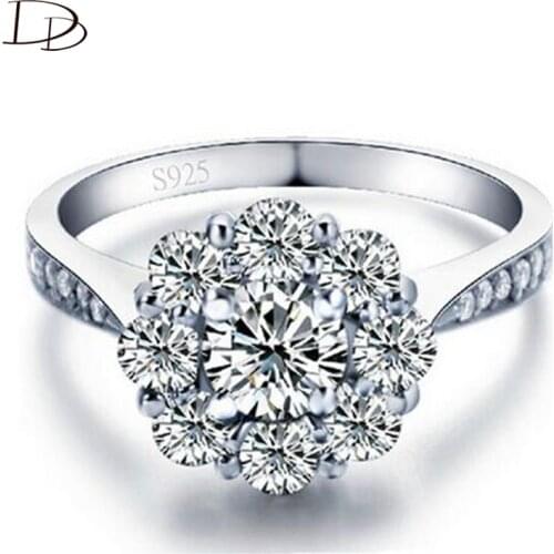 Wedding Engagement Rings For Women Flower Shape White Gold Color Cz Jewelry Vintage Crystal Anillos Bijoux Bague Femme Dd047