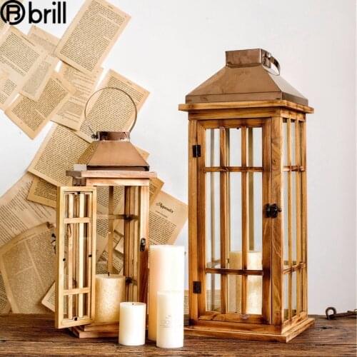 Nordic Retro Candle Holders Wood Garden Wind Lamp Canndle Lantern Holder Geometric Candelabros Decorativos De Velas Bougeoir