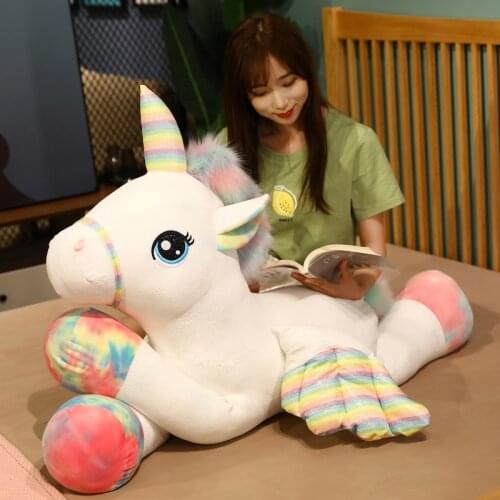 40/55/80cm New Stuffed Kawaii Unicorn Plush Toy Colorful Flying Horse Doll Baby Children Sleeping Pillow Unique Valentine Gifts