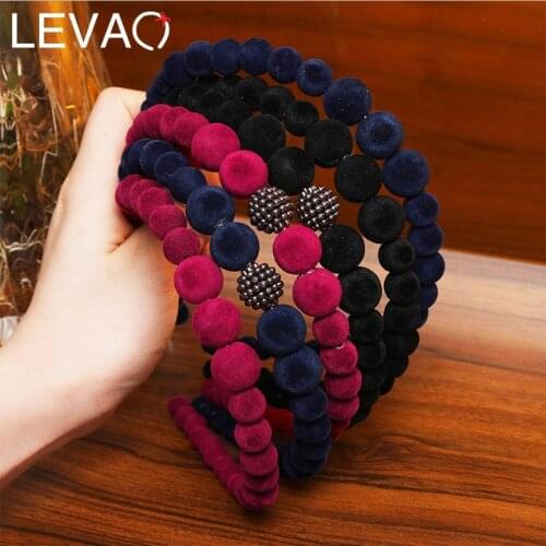 LEVAO New Velvet Pearl Headband Beads Hairband for Women Elegant Beaded Hair Bands Hoop Headbands Girls Hair Accessories