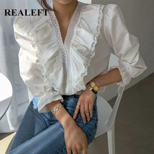 REALEFT Lace Blouses