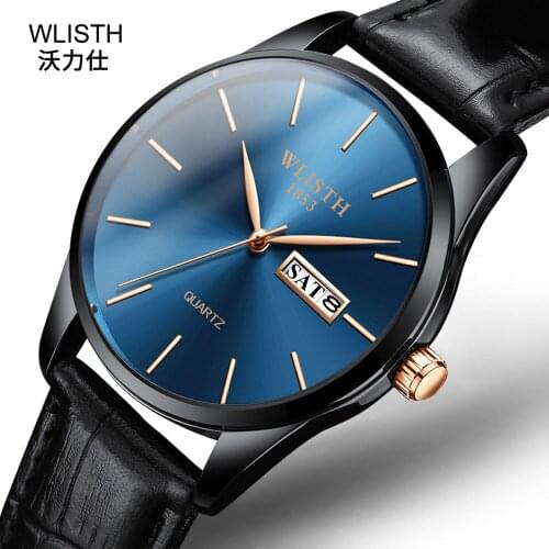 Relojes Hombre 2020 WLISTH Brand New Fashion Business Wristwatch Classic Genuine Leather Quartz Watch Date Week Clock Men Watch