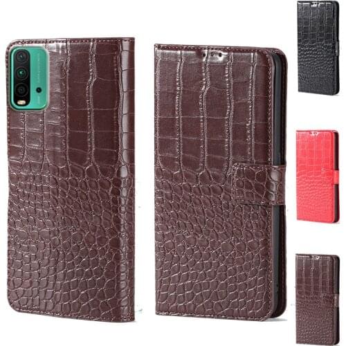 Luxury Crocodile design Flip Leather Wallet Phone Case For Xiaomi Redmi 9T Stand Function Phone cover card slot