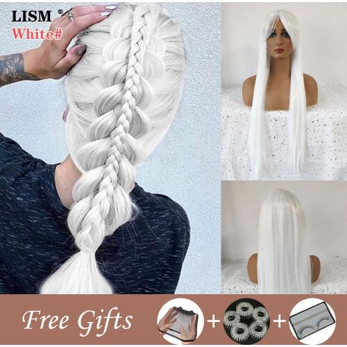 Synthetic Rainbow Wig Colored Ginger Cosplay Long Perruques Naturelles Femme Platinum Gothic Lolita Wigs Peluca Rubia Ondulada