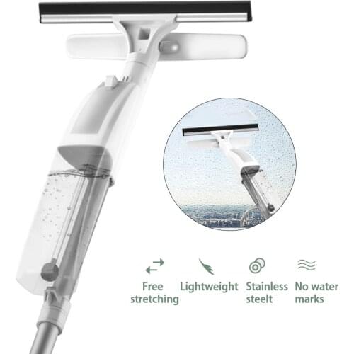 Glass Cleaning Brush with Water Spray Window Cleaner High quality aluminum long handle Wiper and cloth combo silicone