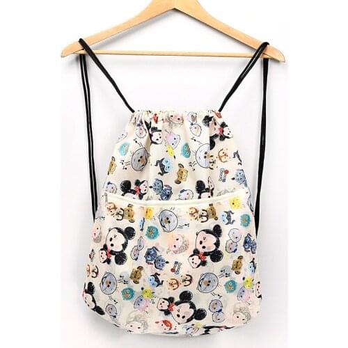 Disney cartoon diaper bag waterproof Mickey printing drawstring backpack folding portable travel bag
