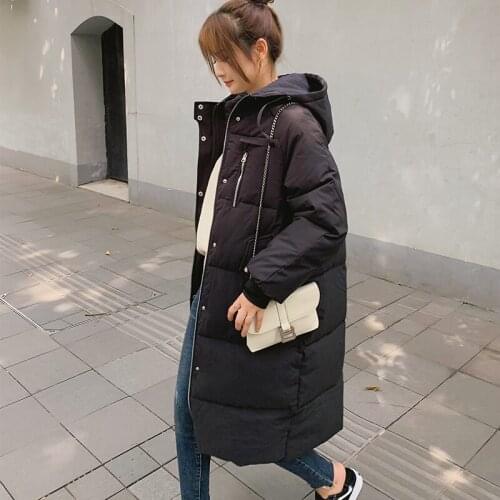Autumn Winter Jacket Women Parka Long Cotton Padded Coat Women Winter Jacket Loose Warm Thick Hooded Long Sleeve Oversized Coat