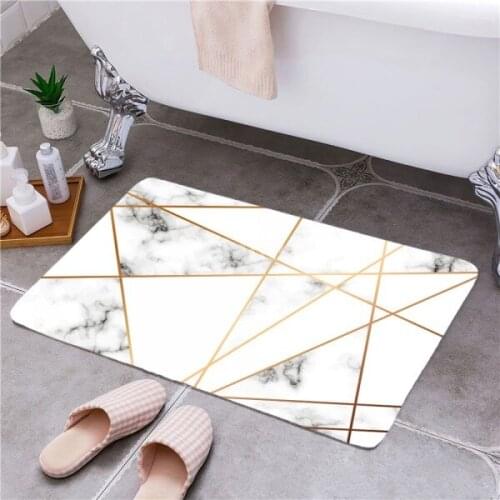 Gold Art Marble Printed Bath Mat Non-slip Home Bathroom Carpet Rug Mats Bedroom Kitchen Toilet Floor Decor Romantic Luxury 1pc