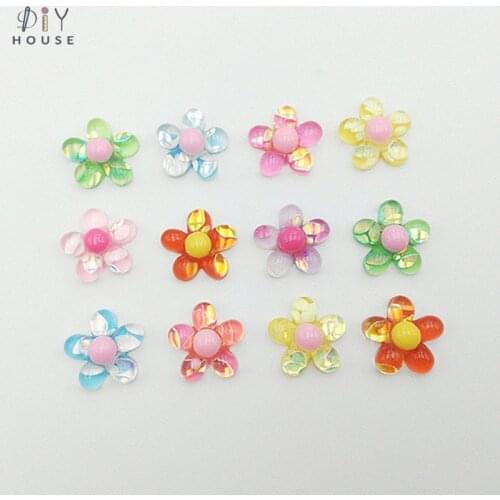 10/20/30Pcs Color Sequin Flowers Flat Back Planar Resin Flake DIY Craft Supplies Phone Shell Ornaments Hair Accessories Material