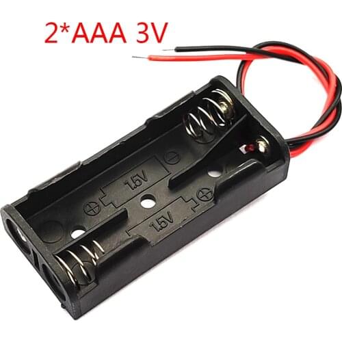 10 Pcs 2 X AAA Battery Storage Case Black Plastic AAA Battery Box Holder Wire 2 x 1.5V AAA