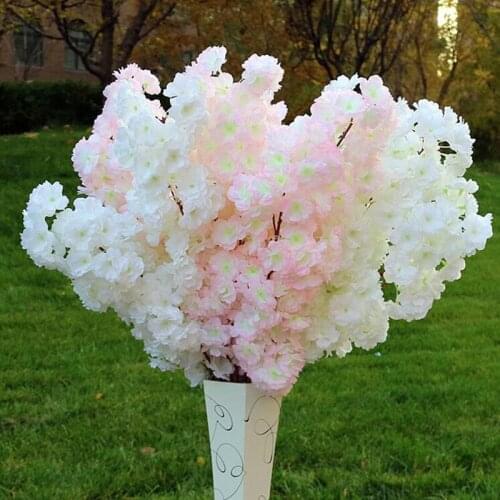 100CM39inch Fake Cherry Blossom Flower Branch Begonia Sakura Tree Stem for Event Wedding Tree Decor Artificial Decorative Flower