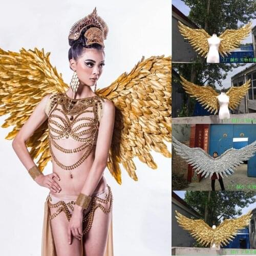 2017 gold new style angel wings props catwalk show props festival Angel Feather wings Window props underwear catwalk
