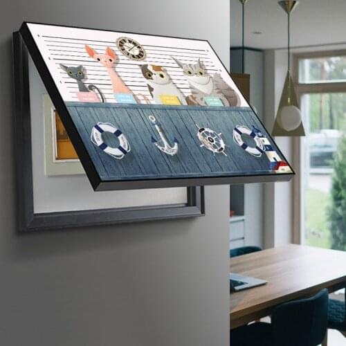 Meter Box Cover Decorative Painting Electric Switch Box Hide Paintings Wall Decoration Cartoon Poster Paintings With Frame