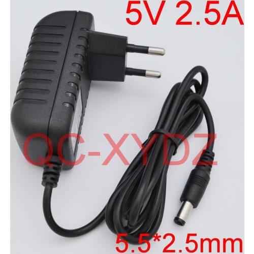 50PCS High quality DC 5V 2.5A IC program AC 100V-240V Converter Switching power adapter 2500mA Supply EU Plug DC 5.5mm x 2.5mm
