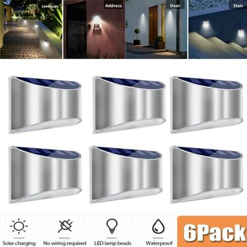 6/4/2Pcs Solar Power Fence Lights LED Deck Lights Wall Light Security Lamps Garden Lamp for Yard Pathway Fence