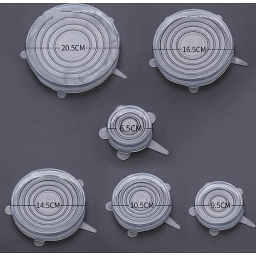 6Pcs Kitchen Universal Accessories Silicone Reusable Food Wrap Bowl Pot Cover Silicone Stretch Lids Cooking Cookware Tools