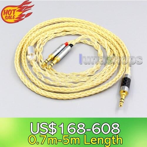 LN006502 8 Cores 99.99% Pure Silver + Gold Plated Earphone Cable For Hifiman Sundara Ananda HE1000se HE6se he400i he400se Arya