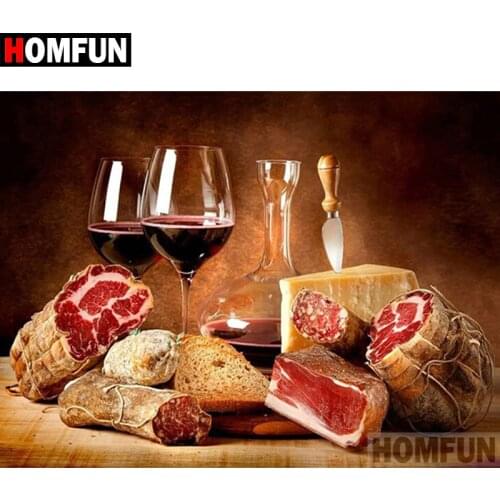 HOMFUN Full Square/Round Drill 5D DIY Diamond Painting "Red wine food" 3D Diamond Embroidery Cross Stitch Home Decor A18643