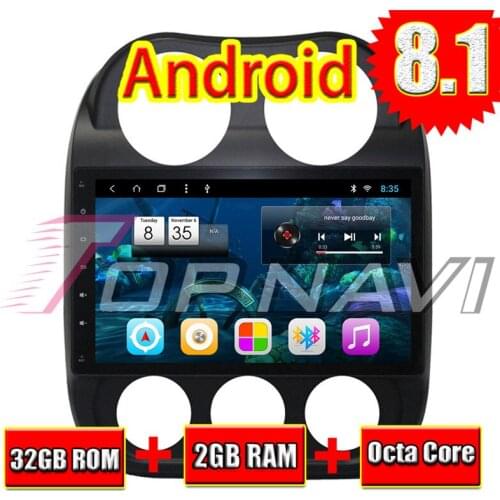 Auto Player for Jeep Compass 2010 10.1'' Android 8.1 Topnavi Big Capacitive Multi HD Screen Double din Vehicle Multimedia Radio