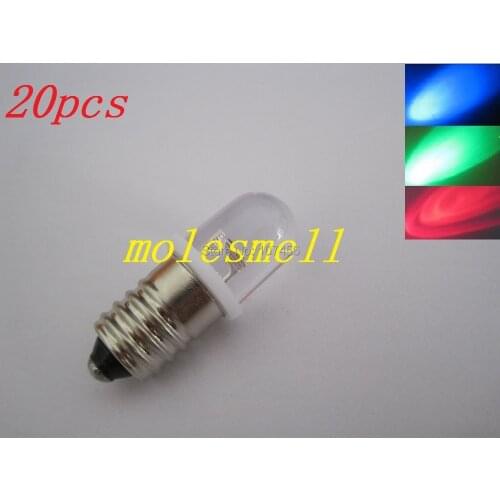 Free shipping 20pcs rgb E10 3V rgb Led water clear led Bulb Light Lamp for LIONEL 1447