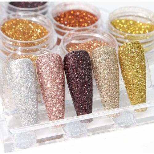 6-Color Nail Glitter Rose Gold Sparkling Pigment Powder Nail Art Dust Accessories For DIY Manicure Design Decoration