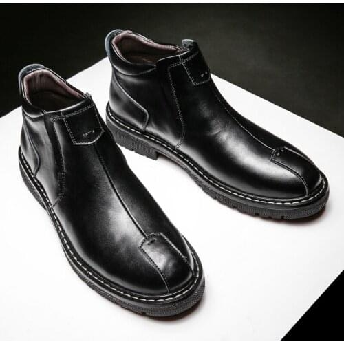 Bullock boots mens autumn winter British retro men shoes all-match cowhide mens chelsea boots bullock mens dress boots