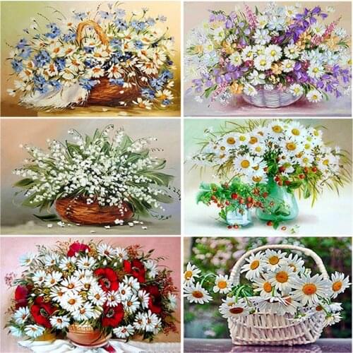 DIY Flower 5D Diamond Painting Cross Stitch Full Square/Round Diamont Embroidery Mosaic Basket Rhinestones Home Decor Wall Art