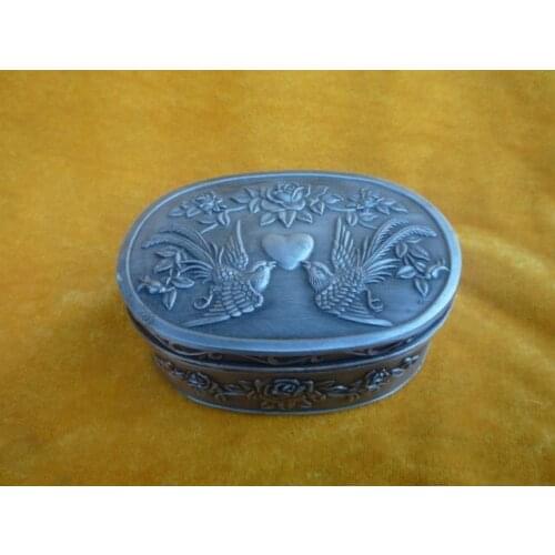 Elegant Old Qing Dynasty silver Jewelry box, carving phonix, fine decorative, collection,Free shipping