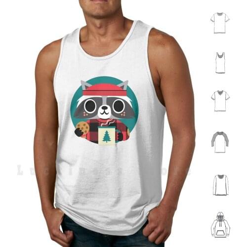 Raccoon In Red Buffalo Plaid Sweater tank tops vest 100% Cotton Raccoon Lumberjack Cute Sweater Red Buffalo Plaid Cute