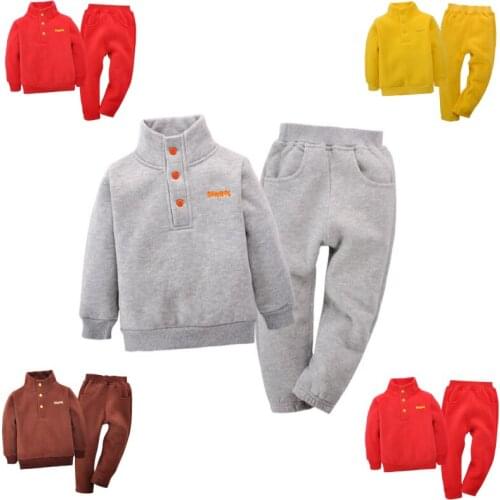 Childrens Set 1-4T Ferrule Fleece Sweatshirts Shirt + Pants Spring Autumn Winter Sportswear Boy Girl Childrens Clothes