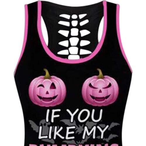 Short Sets Women Leisure elegance Fashion Sleeveless Pumpkin Tank Top Vest Short Halloween Sports Outfit Womens Clothing 2021