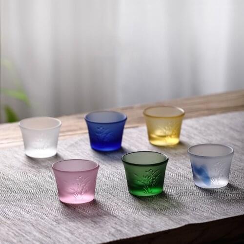 Colorful Glass Master Cups Matte Transparent Kung Fu Water Mugs Creative Office Small Tea Bowl Household Teacups Drinkware
