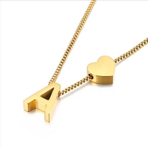 Hot Classic Stainless Steel Gold Heart Letter Pendant Necklace for Women Mothers Day Gift Wholesale