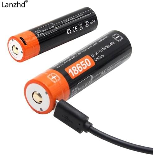 18650 Battery Li-ion 3.7v USB Rechargeable batteries 18650 2600mAh Actual High Capacity Micro USB DC-Charging Intelligent Cell