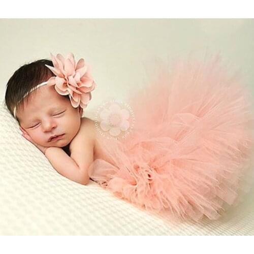 Sweet Newborn Peach Tutu Sugar Tutu Skirt With Matching Flower Headband Stunning Newborn Photo Prop TS036