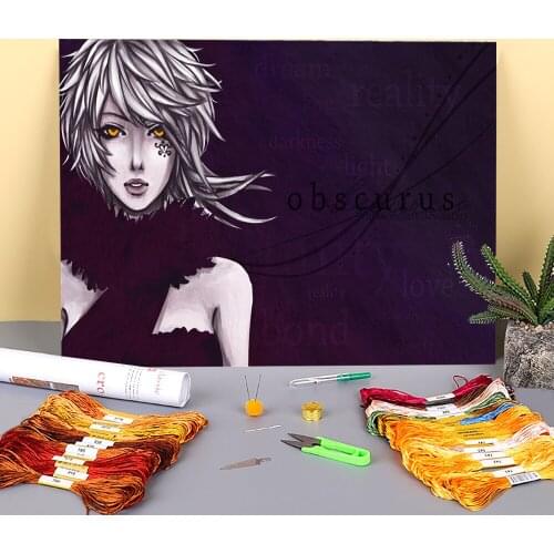 Cartoon Girl Woman Printed Fabric 11CT Cross Stitch Patterns Embroidery DMC Threads Sewing Needlework Knitting Wholesale