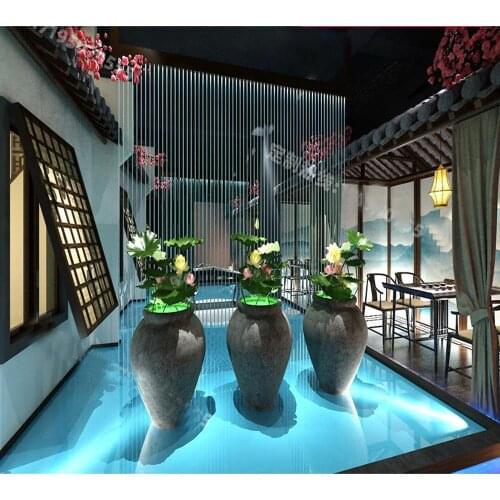 Flowing water music fountain,Optical digital water curtain,partition water curtain wall,pull line colorful word water curtain