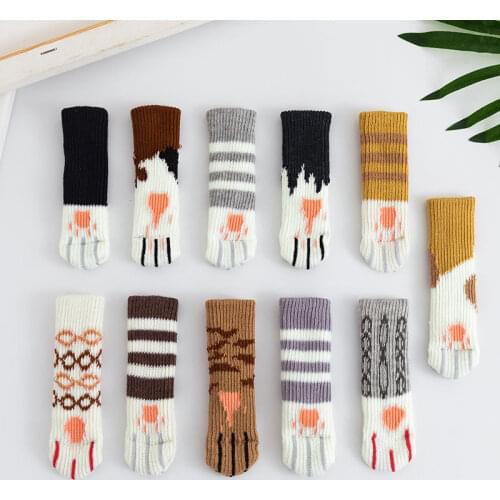 New 4pcs Chair Leg Socks Cloth Floor Protection Knitting Wool Socks Anti-slip Table Legs Furniture Feet Sleeve Cover
