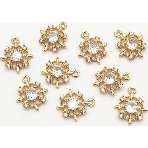 New arrival! 16x13mm 50pcs Cubic Zirconia Flower Charm For Handmade Necklace Earring DIY Parts Jewelry Findings & Components