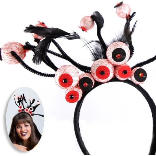 New Halloween Decoration Headband Eyes Feather Scary Halloween Photo Props Adult Children