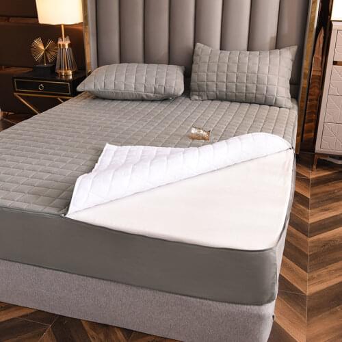 Six Side All-inclusive Quilted Mattress Cover Solid Color Anti-slip Removable Zipper Bed Protector Cover Not Included Pillowcase