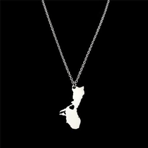 Hot sellers In Europe And The United States Exploded Jewelry Guam Map Stainless Steel Pendant Necklace