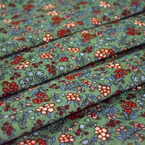 Half Meter Pastoral Fresh Turquoise Berry Flower Cotton Corduroy Fabric For Autumn Winter Dress Shirt Children Coat Surface 1729