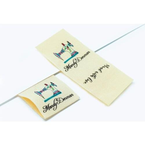 Custom Sewing label, Logo or Text - fold Tags, Personalized Brand , Printing Labels, sew on label (FR107)
