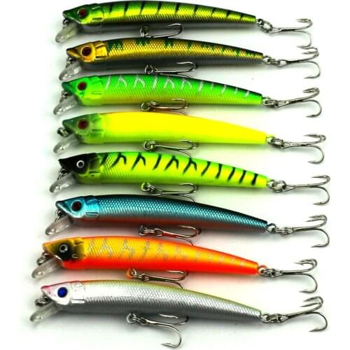 HENGJIA 8pcs new 8 color 9.5CM/7.3G style 3D eyes lifelike Lathy Minnow fishing lure hard bait Swim bait fishing tackle