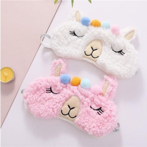 Alpaca Eyeshade Relax Mask Kawaii Soft Toy Eye Mask Sleeping Mask Plush Eye Shade Cover 3D Cartoon For Travel Toy Party Gifts