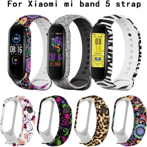 Suitable for Xiaomi mi band 5 bracelet watch strap ,for Mi band 5 watermark strap TPU printed silicone wristband