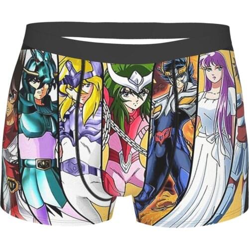 Knights Of The Zodiac Anime Saint Seiya Characters Vintage Underpants Homme Panties Mens Underwear Shorts Boxer Briefs